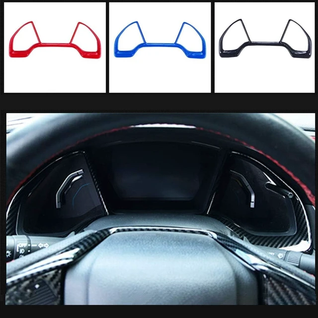 Alt view image 4 of 7 - for Honda 10th Civic 2016~2020 2021 Full Set of Car Interiors Instrument Panel Decorative Center Console Moulding Trim Air Outlet Automotive Steering Wheel Cover Accessories 16Pcs-Black