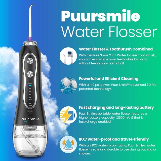 Alt view image 3 of 7 - Professional Water Flosser - Advanced Dental Care for a Healthier Mouth, Gum, and Teeth - IPX7 Waterproof Oral Irrigator