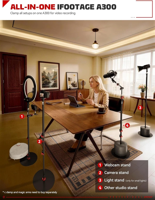 Alt view image 2 of 7 - A300 Round Base Monopod 60" Aluminum Camera Floor Stand