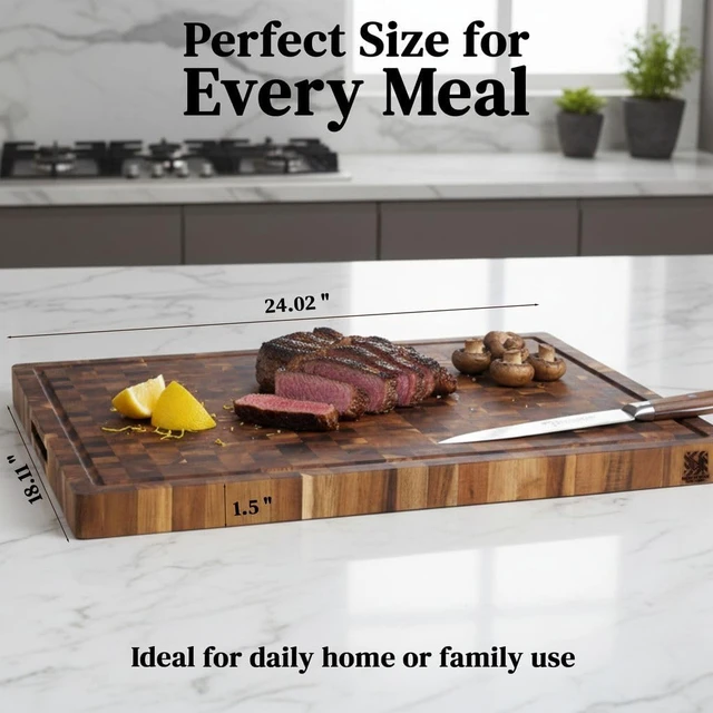 Alt view image 2 of 6 - Premium Acacia Wood Cutting Board 20" x 15" x 1.5"