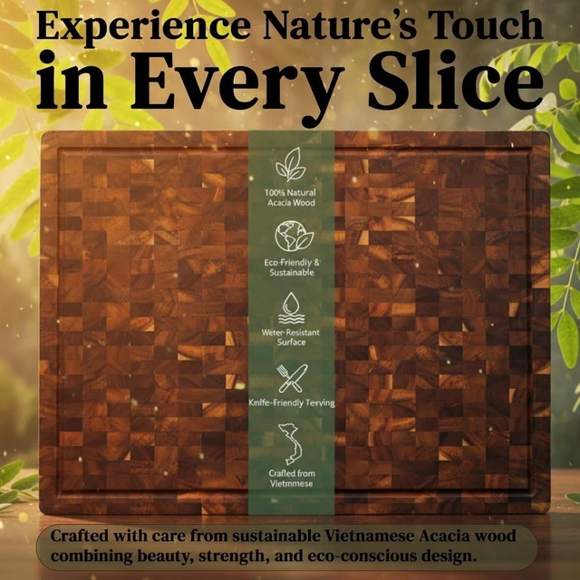 Alt view image 3 of 6 - Premium Acacia Wood Cutting Board 20" x 15" x 1.5"