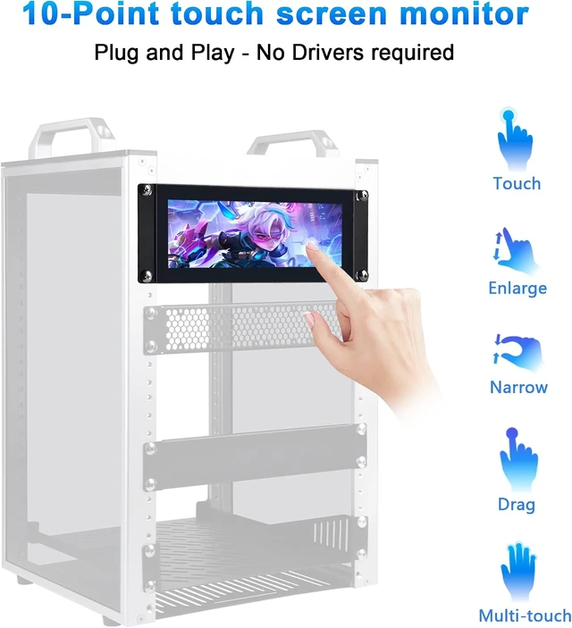 Alt view image 2 of 7 - 7.84 Inch 2U Rack Mount Touchscreen Monitor,1280×400 IPS Secondary Display with Speaker, Compatible with DeskPi RackMate T0/T1/T2/T0 Plus/T1 Plus/TL1, Tecmojo 4U/6U/9U/12U 10inch Server Rack Cabinet