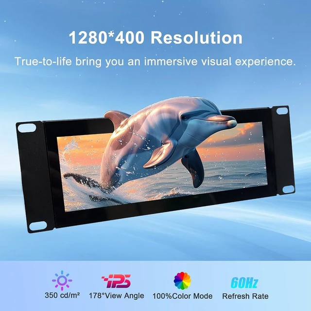 Alt view image 7 of 7 - 7.84 Inch 2U Rack Mount Touchscreen Monitor,1280×400 IPS Secondary Display with Speaker, Compatible with DeskPi RackMate T0/T1/T2/T0 Plus/T1 Plus/TL1, Tecmojo 4U/6U/9U/12U 10inch Server Rack Cabinet