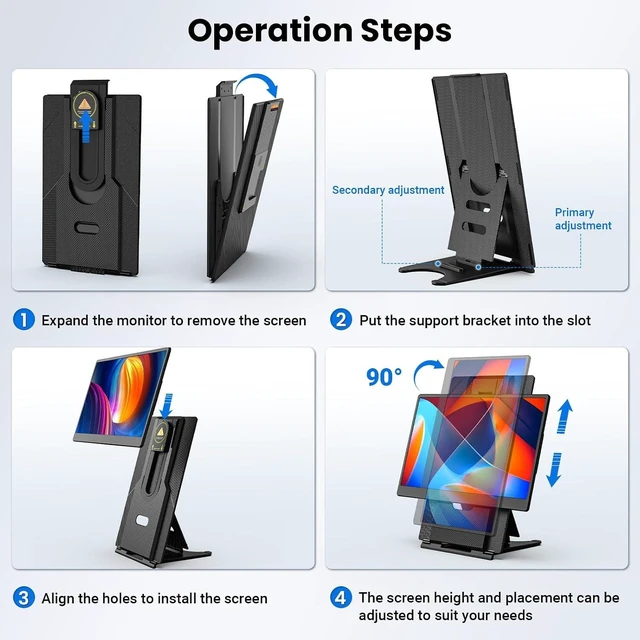Alt view image 6 of 7 - 15.6" Portable Monitor, 5-in-1 Modes & 360° Rotation Laptop Screen Extender