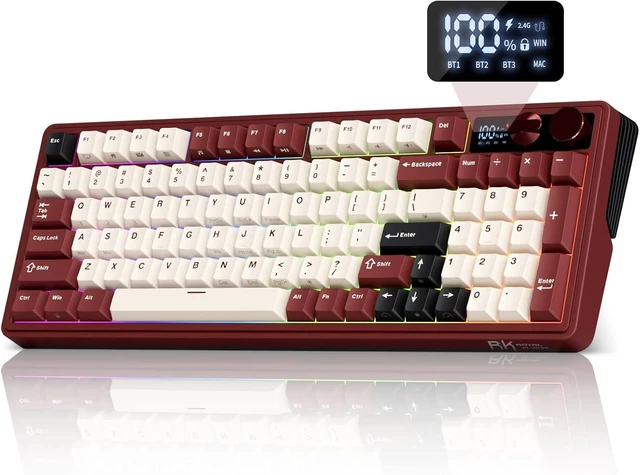 Main image of M100 Wireless Mechanical Keyboard with Screen & Knobs, Red