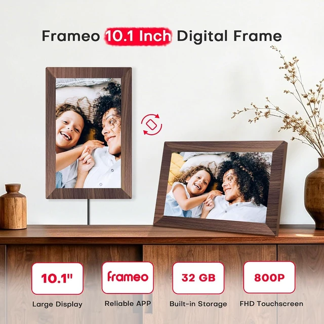 Alt view image 2 of 7 - Frameo Digital Picture Frame, 10.1'' WiFi Electronic Photo Frame, Gift Idea