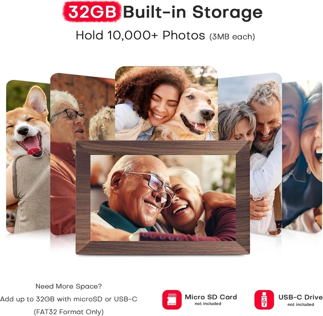 Alt view image 3 of 7 - Frameo Digital Picture Frame, 10.1'' WiFi Electronic Photo Frame, Gift Idea