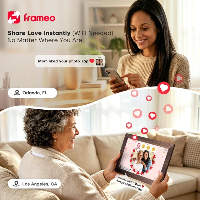 Alt view image 5 of 7 - Frameo Digital Picture Frame, 10.1'' WiFi Electronic Photo Frame, Gift Idea