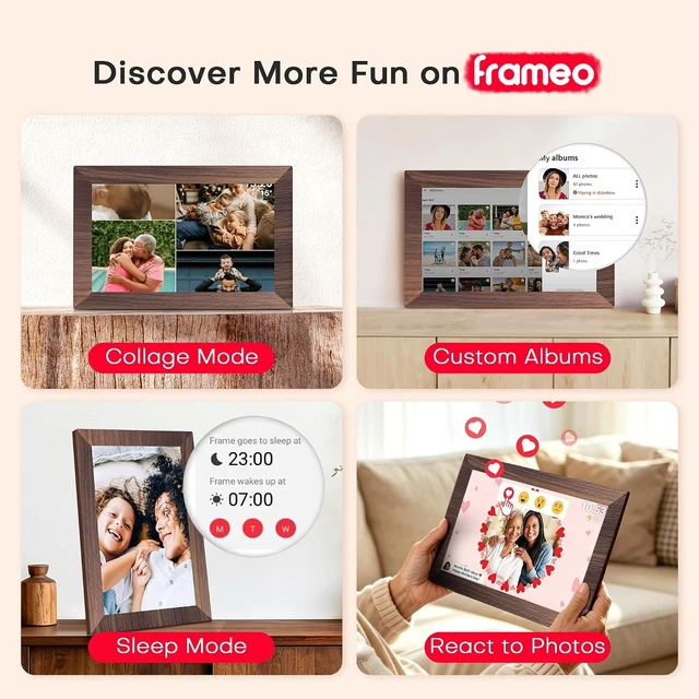 Alt view image 6 of 7 - Frameo Digital Picture Frame, 10.1'' WiFi Electronic Photo Frame, Gift Idea