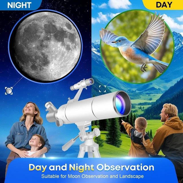 Alt view image 4 of 7 - Telescope Kit for Kids 8-12, 80mm Aperture 500mm Portable Telescope