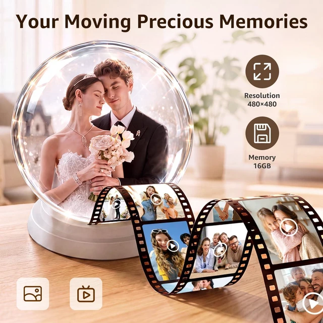 Alt view image 5 of 7 - Memory Orb Video Player, 3.15Crystal Sphere with Video Photo Player