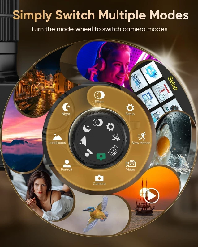 Alt view image 7 of 7 - 4K Digital Camera WiFi 180° Flip Screen Autofocus 64MP 16X Zoom, Black