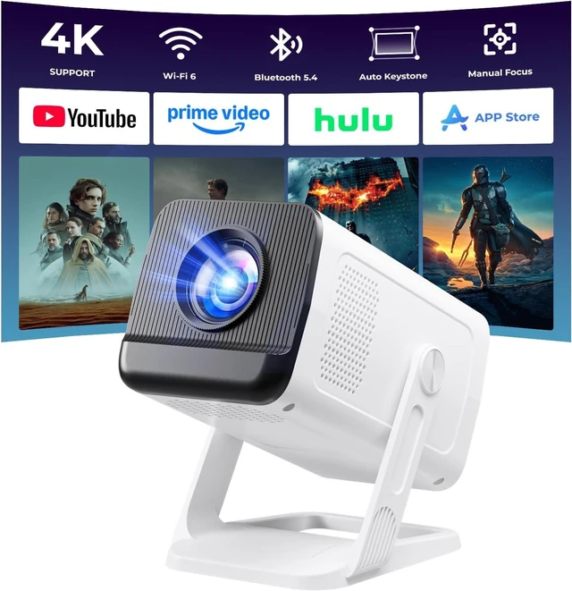 Main image of Mini Projector with WiFi and Bluetooth, Portable Proyector 4K 1080P Support