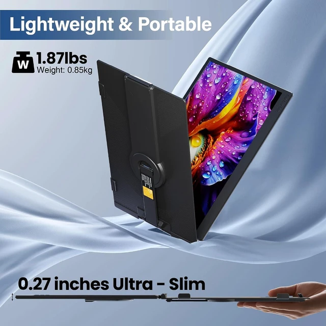 Alt view image 7 of 7 - Laptop Screen Extender Monitor Portable, 14" Ultra-Thin Dual Laptop Monitor FHD 1080P IPS, USB-C/HDMI Plug & Play Travel Monitor for 13-17" Laptops, Compatible with Wins/Mac/Chrome/Switch