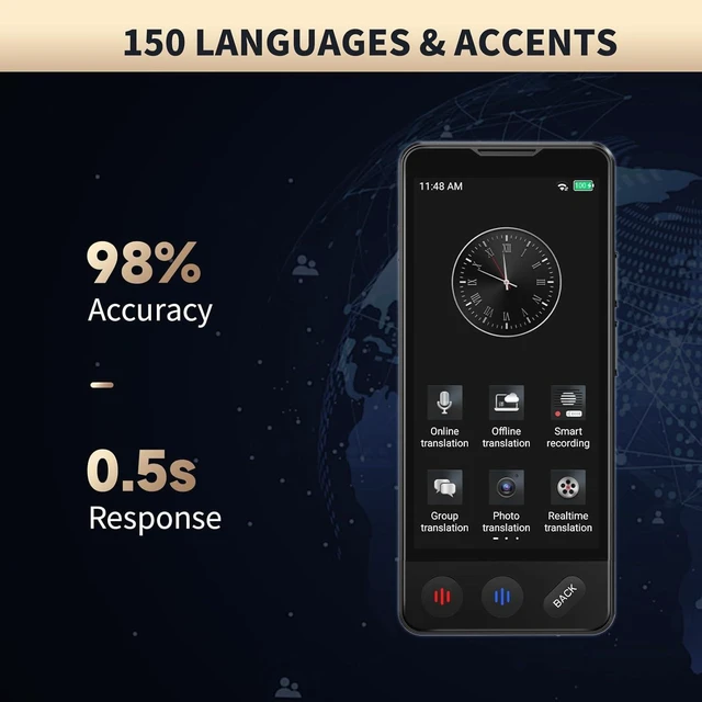 Alt view image 2 of 6 - AI Language Translator Device, 2026 Upgraded VORMOR Translator No WiFi Needed, Support ChatGPT, Instant Two-Way 150 Languages Translation, Offline/Photo Translation for Business Travel