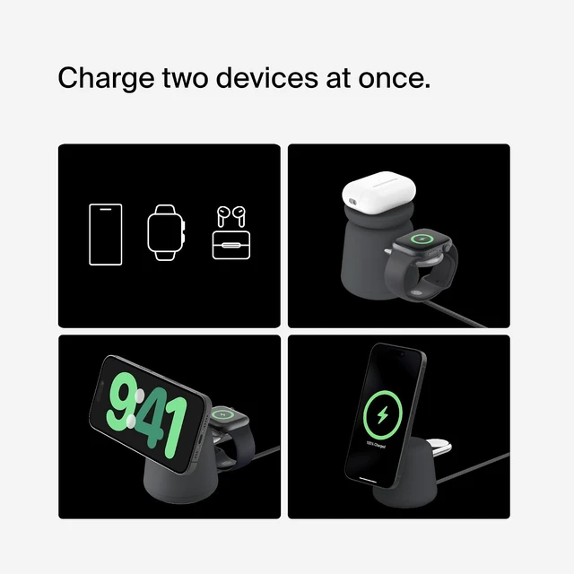 Alt view image 3 of 7 - Qi2 15W Wireless Charging Dock, 2 in 1 Fast iPhone Charger