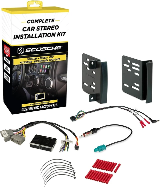 Main image of CR0714DDCS Double DIN Radio Install Dash Kit Compatible with Select 2007-19 Chrysler, Dodge or Jeep Vehicles - Complete Car Stereo Installation Kit - See Fit Guide in Images to Verify Vehicle