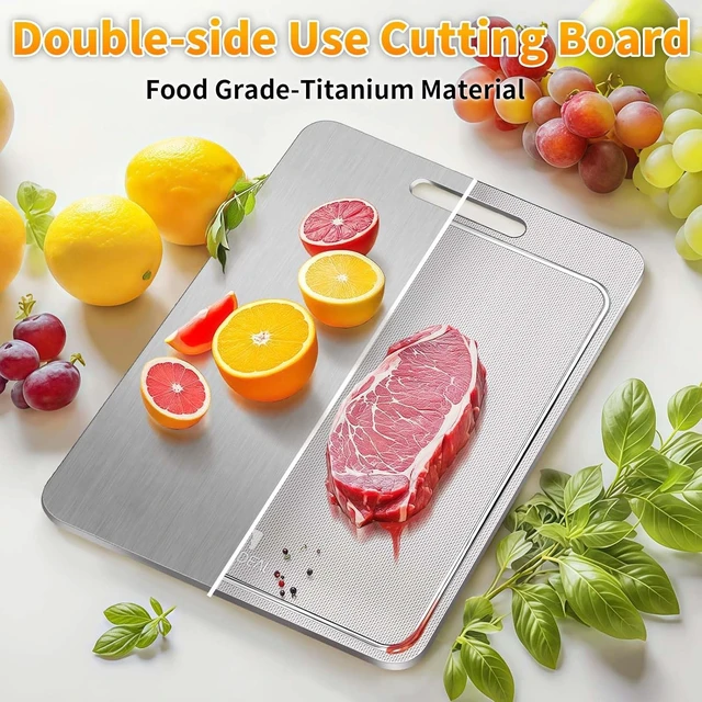 Alt view image 4 of 7 - 3Pcs Scratch-resistant Titanium Cutting Board with Juice Grooves