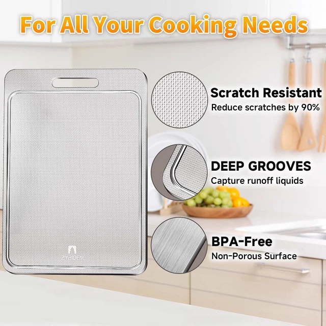Alt view image 6 of 7 - 3Pcs Scratch-resistant Titanium Cutting Board with Juice Grooves