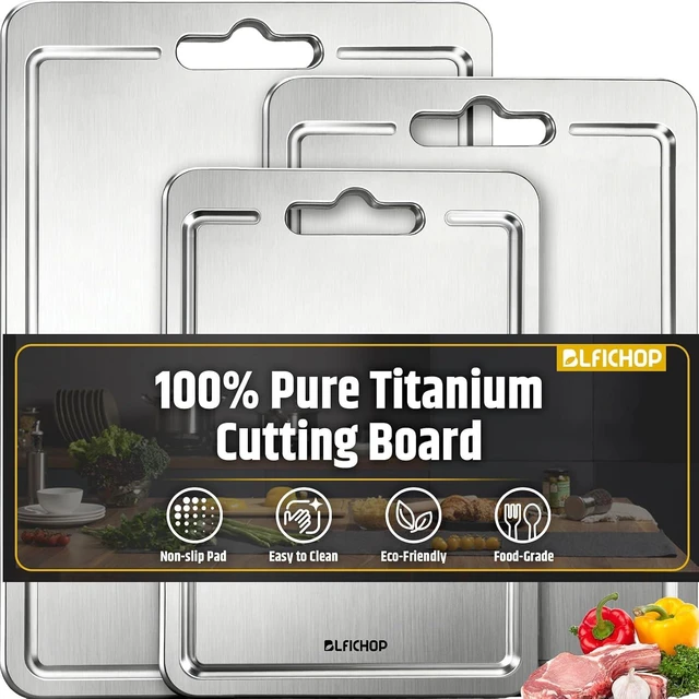 Main image of 3-Piece Titanium Cutting Board Set with Juice Groove for Kitchen