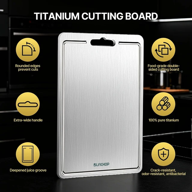 Alt view image 4 of 7 - 3-Piece Titanium Cutting Board Set with Juice Groove for Kitchen
