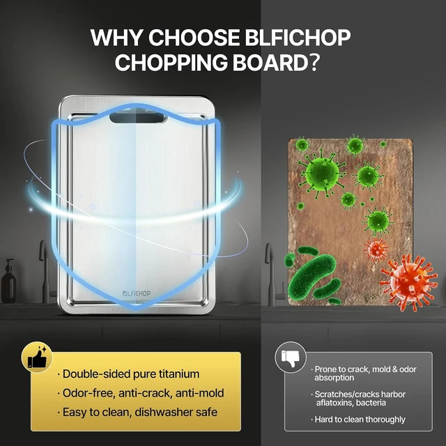 Alt view image 5 of 7 - 3-Piece Titanium Cutting Board Set with Juice Groove for Kitchen