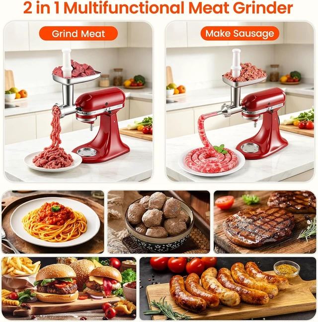 Alt view image 5 of 7 - Stainless Steel Meat Grinder Attachment for KitchenAid Mixers