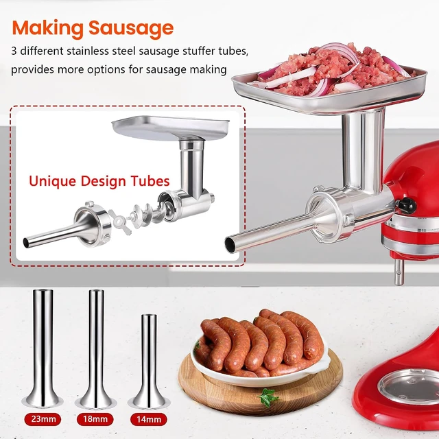 Alt view image 2 of 7 - Stainless Steel Meat Grinder Attachment for KitchenAid Mixers