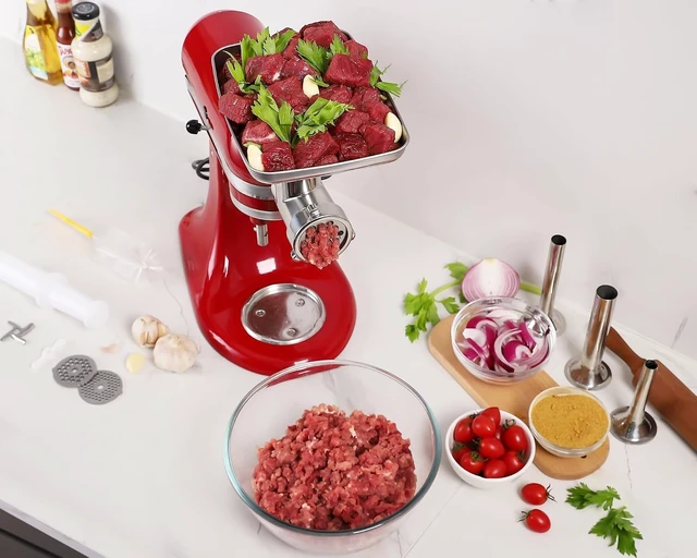 Alt view image 7 of 7 - Stainless Steel Meat Grinder Attachment for KitchenAid Mixers