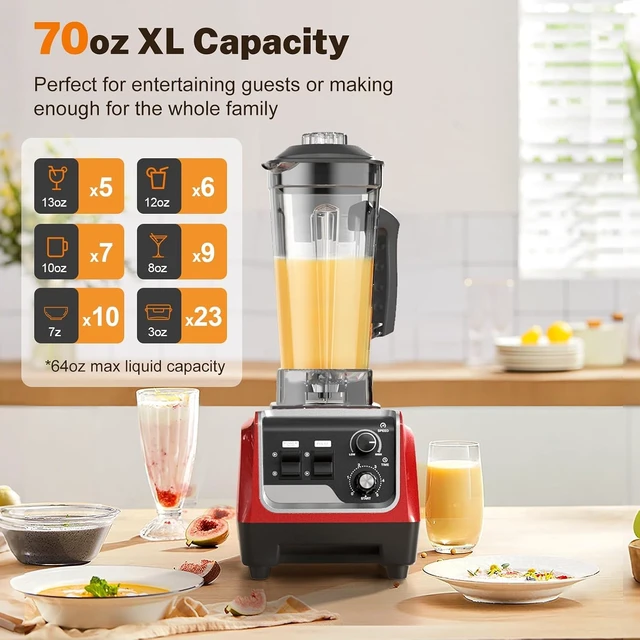 Alt view image 2 of 7 - 1800W Blender for Smoothies, Countertop Blenders for Kitchen with 70 Oz BPA-Free Pitcher and 20 oz To-Go Cup, 28000 RPM High-Speed Motor Blender for Ice Crushing, Frozen Drinks, Milkshakes