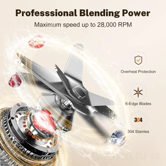Alt view image 3 of 7 - 1800W Blender for Smoothies, Countertop Blenders for Kitchen with 70 Oz BPA-Free Pitcher and 20 oz To-Go Cup, 28000 RPM High-Speed Motor Blender for Ice Crushing, Frozen Drinks, Milkshakes
