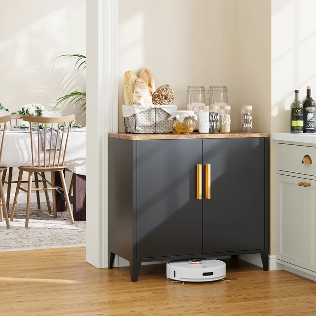 Alt view image 2 of 7 - Metal Storage Cabinet with Doors, Small Kitchen Office Credenza