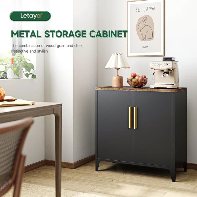 Alt view image 4 of 7 - Metal Storage Cabinet with Doors, Small Kitchen Office Credenza