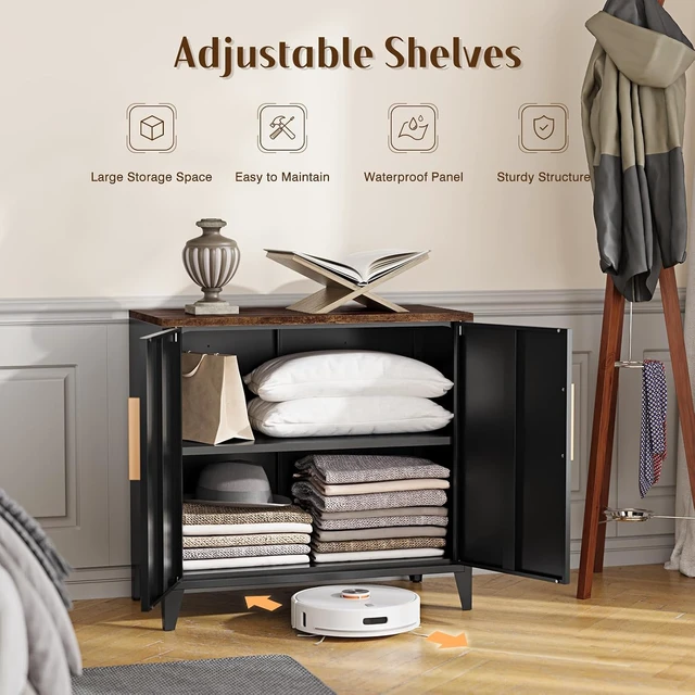 Alt view image 5 of 7 - Metal Storage Cabinet with Doors, Small Kitchen Office Credenza