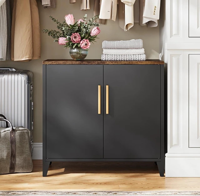 Alt view image 6 of 7 - Metal Storage Cabinet with Doors, Small Kitchen Office Credenza