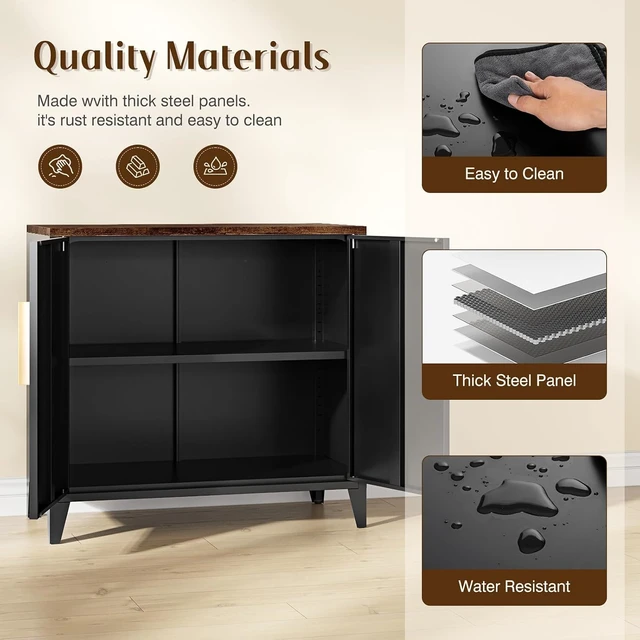 Alt view image 7 of 7 - Metal Storage Cabinet with Doors, Small Kitchen Office Credenza