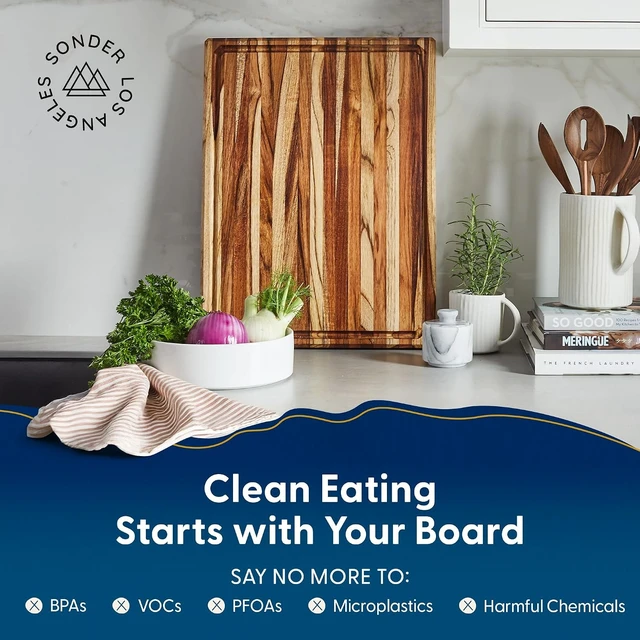 Alt view image 3 of 7 - Bradbury Teak Wood Cutting Board, Large 20x15x1.5 in