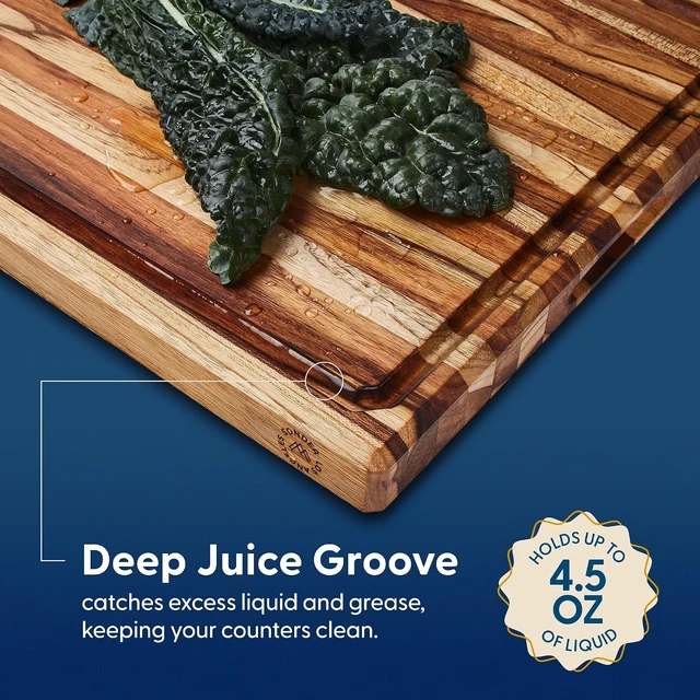 Alt view image 4 of 7 - Bradbury Teak Wood Cutting Board, Large 20x15x1.5 in