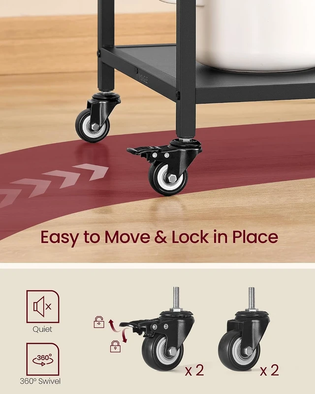 Alt view image 3 of 6 - Kitchen Island Cart with Storage, 2 Drawers, Towel Rack