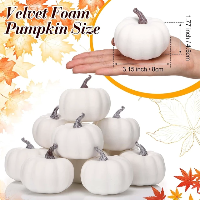 Alt view image 2 of 7 - 120 Pcs 3.15" Fall Artificial Pumpkins, Foam Pumpkin Decor, White
