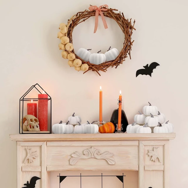Alt view image 7 of 7 - 120 Pcs 3.15" Fall Artificial Pumpkins, Foam Pumpkin Decor, White