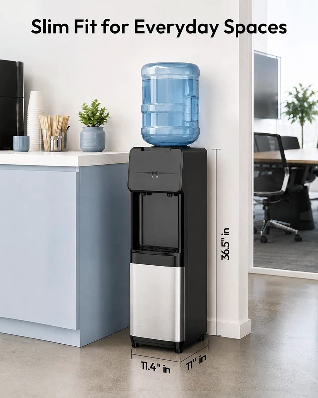 Alt view image 2 of 7 - Hot & Cold Water Dispenser, Top Loading Water Dispenser for 3 or 5 Gallon Bottles, Top Loading Hot & Cold Water Dispensor with Child Safety Lock, for Office, Home