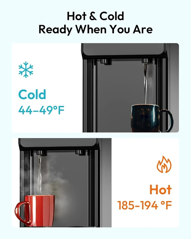 Alt view image 4 of 7 - Hot & Cold Water Dispenser, Top Loading Water Dispenser for 3 or 5 Gallon Bottles, Top Loading Hot & Cold Water Dispensor with Child Safety Lock, for Office, Home