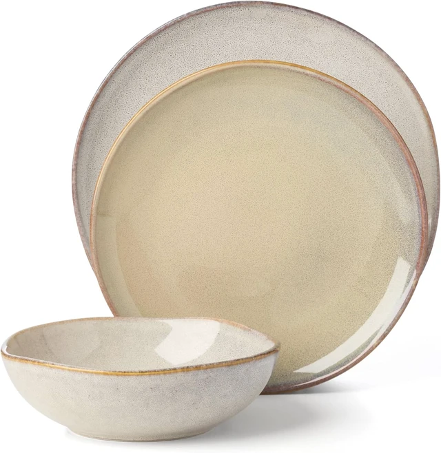 Alt view image 2 of 7 - Organic Shades Oatmeal Stoneware 18-Piece Dinnerware Set for 6