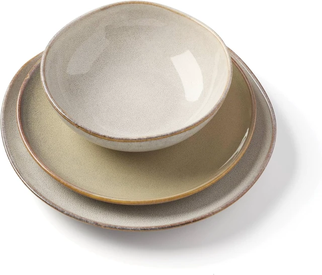 Alt view image 6 of 7 - Organic Shades Oatmeal Stoneware 18-Piece Dinnerware Set for 6