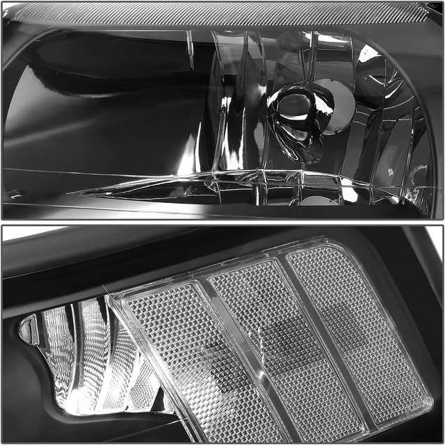 Alt view image 2 of 6 - HL-OH-FM99-BK-CL1 Black Housing Headlights Replacement Compatible with 99-04 Ford Mustang