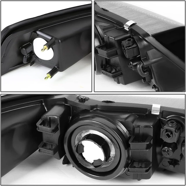 Alt view image 3 of 6 - HL-OH-FM99-BK-CL1 Black Housing Headlights Replacement Compatible with 99-04 Ford Mustang