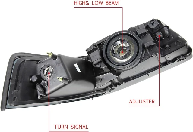 Alt view image 6 of 6 - HL-OH-FM99-BK-CL1 Black Housing Headlights Replacement Compatible with 99-04 Ford Mustang