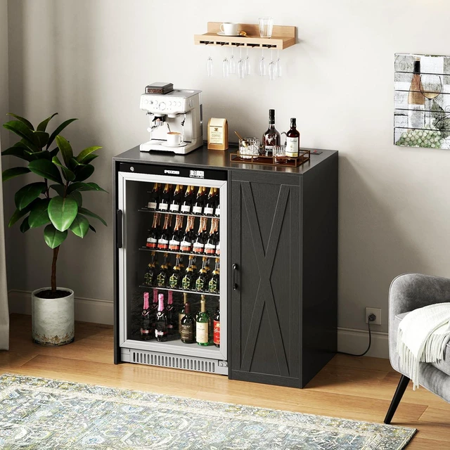 Main image of Mini Fridge Cabinet with Storage & Outlet, Coffee Bar Cabinet