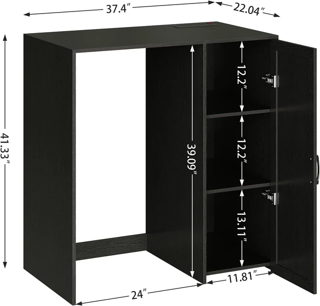 Alt view image 2 of 5 - Mini Fridge Cabinet with Storage & Outlet, Coffee Bar Cabinet